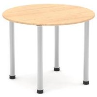 Impulse 800mm Round Table Maple Top Brushed Aluminium Post Leg