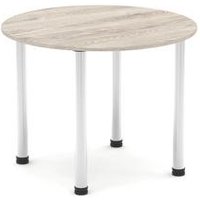 Impulse 800mm Round Grey Oak Meeting Table with Chrome Leg