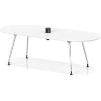 Impulse 2400mm Boardroom Table Power Module Silver Leg Frame White