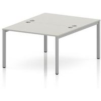 Impulse 2-Person Bench Desk in Dove Grey with Silver Frame
