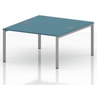 Impulse 2 Person Bench Desk in Dark Teal with Silver Frame