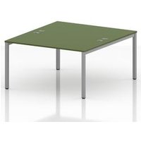 Impulse 2 Person Bench Desk in Moss Green with Silver Frame