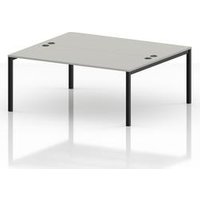 Impulse 2 Person Bench Desk in Dove Grey with Black Frame