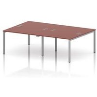 Impulse 4 Person Bench Desk with Silver Frame in Brick Red