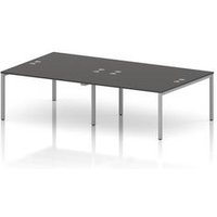 Impulse 4 Person Bench Desk in Carbon Grey with Silver Frame