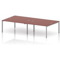 Impulse 4 Person Bench Desk in Silver and Brick Red
