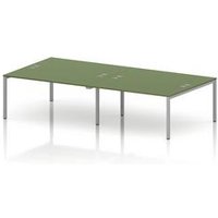 Impulse 4 Person Bench Desk in Moss Green with Silver Frame