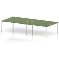 Impulse Bench B2B 4 Person 1800 White Frame Office Bench Desk Moss