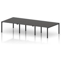 Impulse 6 Person Bench Desk in Black and Carbon Grey