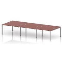 Impulse 6 Person Bench Desk with Silver Frame in Brick Red