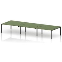 Impulse 6 Person Bench Desk in Black and Moss Green