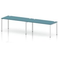 Impulse Bench One Row 2 Person 1600 White Frame Bench Desk Dark Teal