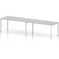 Impulse Bench One Row 2 Person 1600 White Frame Bench Desk Dove Grey