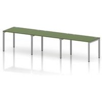 Impulse 3-Person Bench Desk in Moss Green with Silver Frame