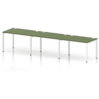 Impulse Bench One Row 3 Person 1200 White Frame Bench Desk Moss Green