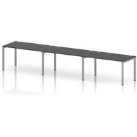 Impulse Bench Desk with Silver Frame in Carbon Grey