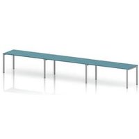 Impulse Bench One Row 3 Person 1800 Silver Frame Bench Desk Dark Teal
