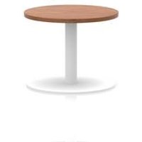 Italia 600mm Round Coffee Table Walnut Top 475mm High White Leg