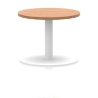 Italia 600mm Round Coffee Table Oak Top 475mm High White Leg