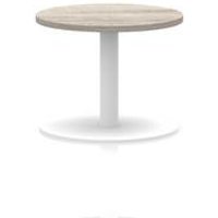 Italia 600mm Round Coffee Table Grey Oak Top 475mm High White Leg