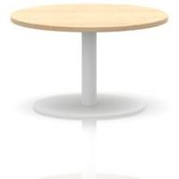 Italia 800mm Round Coffee Table Maple Top 475mm High White Leg