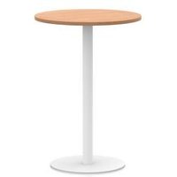 Italia 800mm Poseur Round Table Oak Top 1145mm High White Leg
