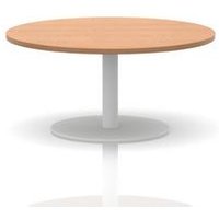 Italia 1000mm Round Coffee Table Oak Top 475mm High White Leg