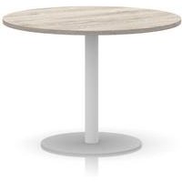 Italia 1000mm Grey Oak Poseur Table with White Steel Leg