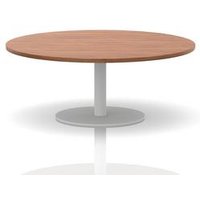 Italia 1200mm Round Coffee Table Walnut Top 475mm High White Leg