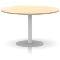 Italia 1200mm Poseur Round Table Maple Top 720mm High White Leg