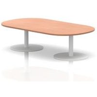 Italia 1800mm Boardroom Coffee Table with Beech Top and White Legs