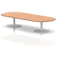 Italia 2400mm Boardroom Coffee Table Oak Top 475mm High White Leg