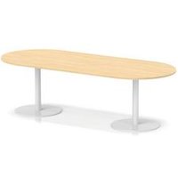 Italia 2400mm Poseur Boardroom Table Maple Top 720mm High White Leg