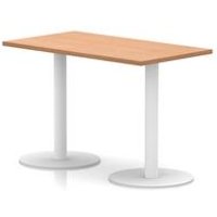 Italia Poseur Rectangular Table Oak Top White Leg 1200x600mm