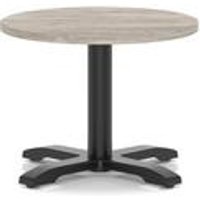Italia 600mm Round Coffee Table Grey Oak H:495 Black Leg Cross Base