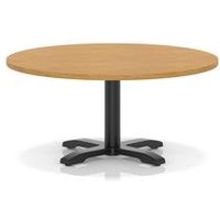Italia 1000mm Round Coffee Table Oak 495mm High Black Leg Cross Base