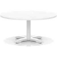 Italia 1000mm Round Coffee Table White 495mm High White Leg Cross Base