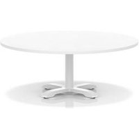 Italia 1200mm Round Coffee Table White 495mm High White Leg Cross Base