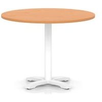 Italia 1000mm Poseur Round Table Beech Top 750mm High White Leg Cross