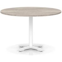 Italia 1200mm Poseur Round Table Grey Oak H:750 White Leg Cross Base