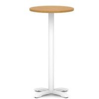 Italia 600mm Poseur Round Table Oak Top H:1170 White Leg Cross Base