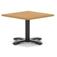Italia 800mm Square Coffee Table Oak 495mm High Black Leg Cross Base