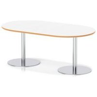 Italia 1800mm Poseur Boardroom Table White Wood Edge H:720 Silver Leg