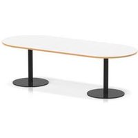 Italia 2400mm Poseur Boardroom Table White Wood Edge H:720 Black Leg