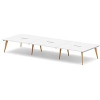 Oslo 1400mm B2B 6 Person Office Bench Desk White Top White Frame