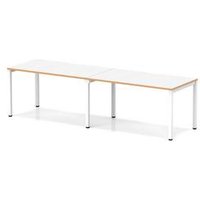 Evolve + 1400 2 Person Bench Row Desk White Top Wood Edge White Frame