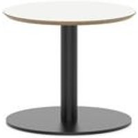 Brixworth 600mm Round Coffee Table White Top Black Leg Disc Base Low