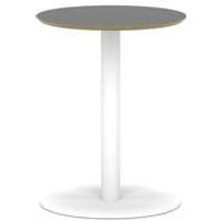 Brixworth 600mm Round Coffee Table Black Top White Leg Disc Base Med