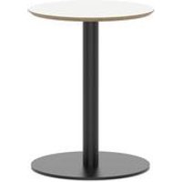 Brixworth 600mm Round Coffee Table White Top Black Leg Disc Base Med