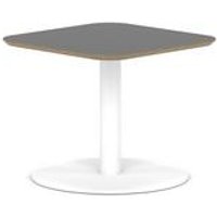 Brixworth 600mm Square Coffee Table Black Top White Leg Disc Base Low